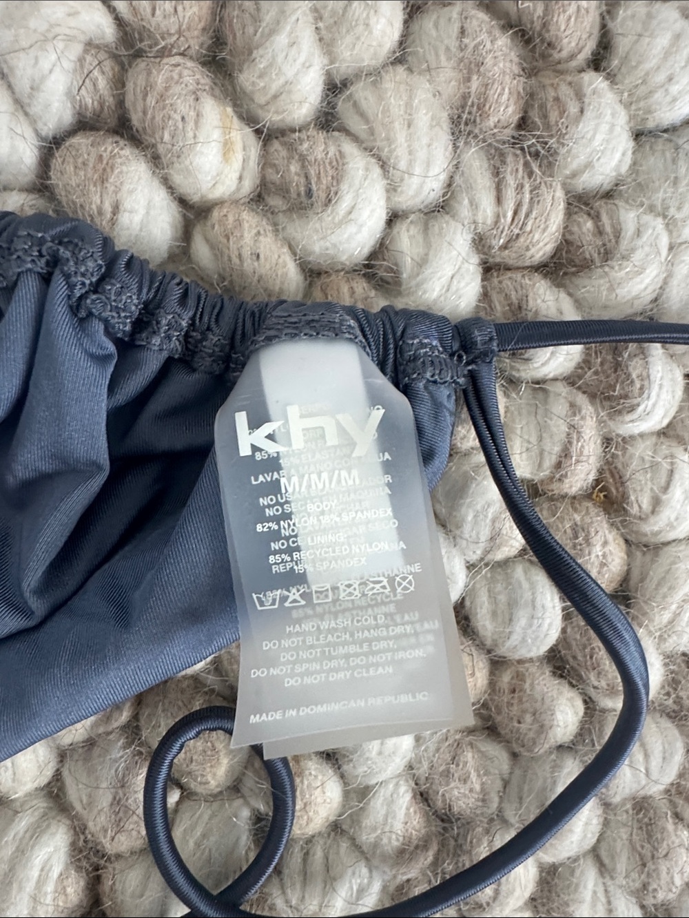 KHY Micro Ruched Bikini Set - Charcoal Grey, xs bottoms, m top - Picture 6 of 6